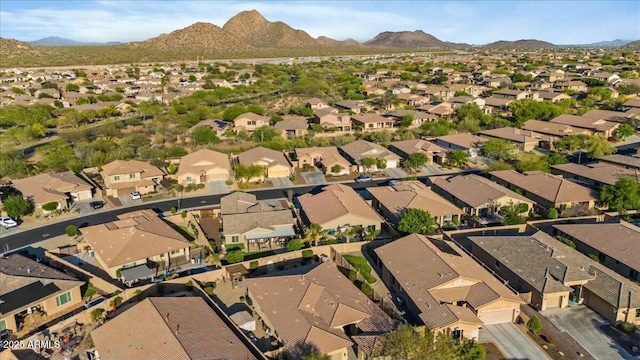aerial view featuring a residential view and a mountain view
