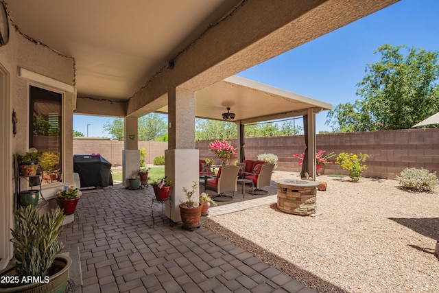 5735 S Cloverdale Ln, Gilbert, AZ 85298 - fenced backyard with a patio area and grilling area