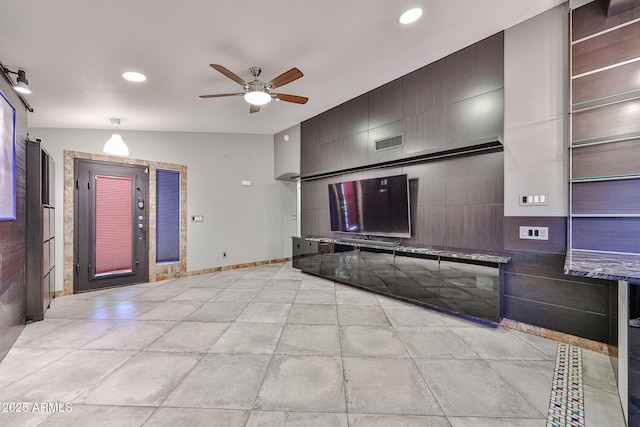 17421 N 14th St, Phoenix, AZ 85022 - kitchen featuring ceiling fan, recessed lighting, light tile patterned flooring, and baseboards