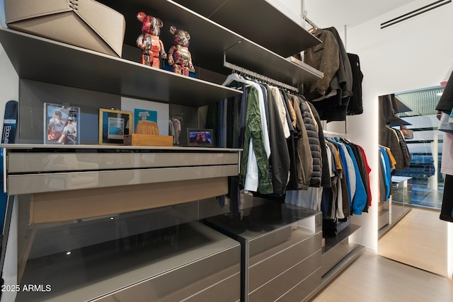 walk in closet featuring hardwood / wood-style flooring