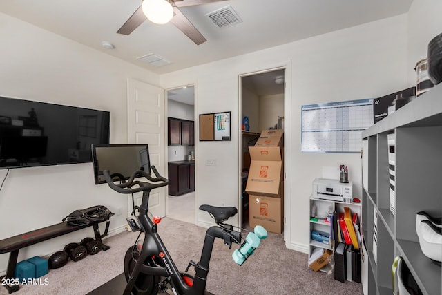 10454 W Maya Way, Peoria, AZ 85383 - exercise area with light colored carpet, visible vents, and a ceiling fan