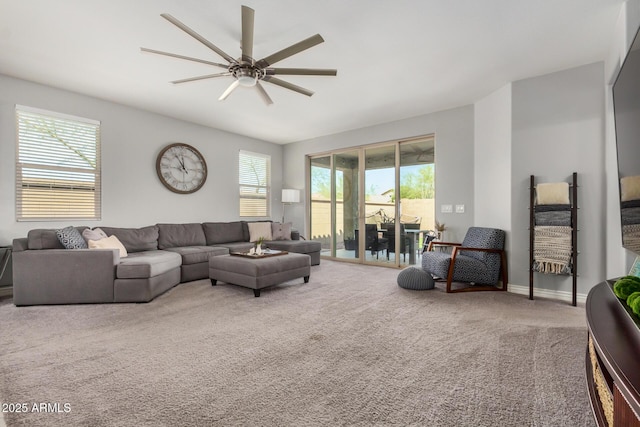 10454 W Maya Way, Peoria, AZ 85383 - carpeted living area featuring ceiling fan
