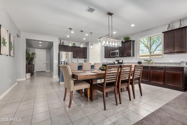 10454 W Maya Way, Peoria, AZ 85383 - dining space featuring baseboards, visible vents, recessed lighting, and light tile patterned floors