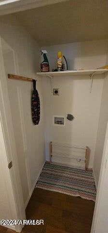 laundry area featuring hookup for a washing machine, dark wood-type flooring, and hookup for an electric dryer