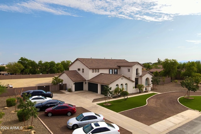 view of front of property with a garage