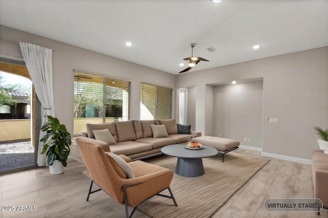 living room featuring light hardwood / wood-style floors