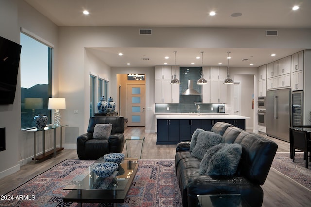 living room featuring light hardwood / wood-style floors