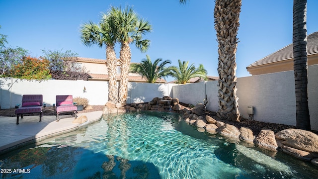 3411 S Vine St, Chandler, AZ 85248 - view of pool with a fenced in pool, a patio, and a fenced backyard