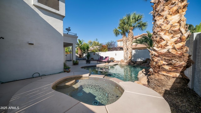 3411 S Vine St, Chandler, AZ 85248 - view of swimming pool featuring a fenced in pool, a patio, fence, and an in ground hot tub