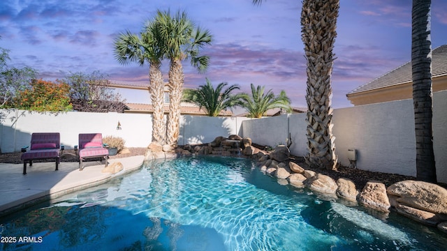 3411 S Vine St, Chandler, AZ 85248 - view of swimming pool featuring a fenced in pool, a patio, and a fenced backyard