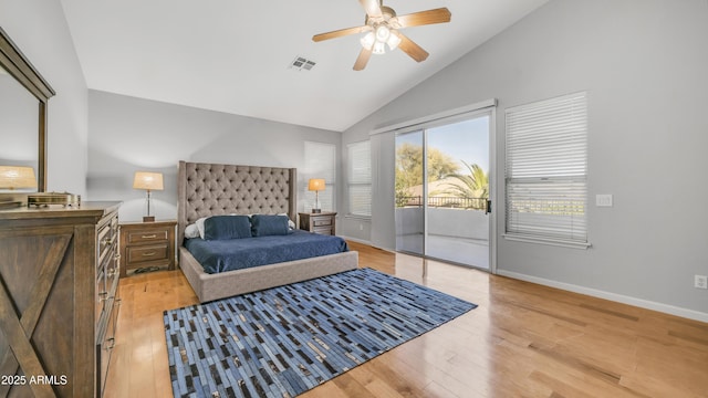 3411 S Vine St, Chandler, AZ 85248 - bedroom featuring visible vents, baseboards, access to outside, and light wood finished floors