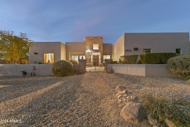 view of pueblo revival-style home