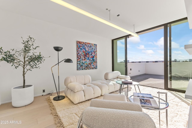 living area featuring wood finished floors