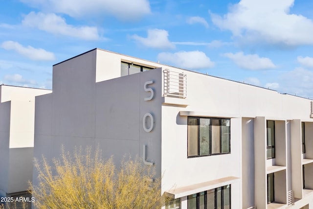 exterior space featuring stucco siding