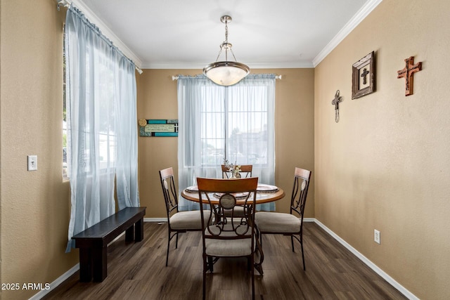 1941 S Pierpont Dr Unit 1099, Mesa, AZ 85206 - dining room featuring dark wood-style flooring, baseboards, and crown molding