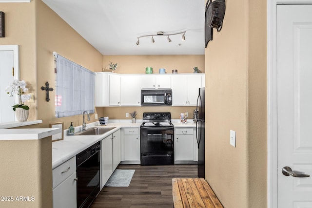 1941 S Pierpont Dr Unit 1099, Mesa, AZ 85206 - kitchen featuring black appliances, a sink, dark wood-style floors, and white cabinets