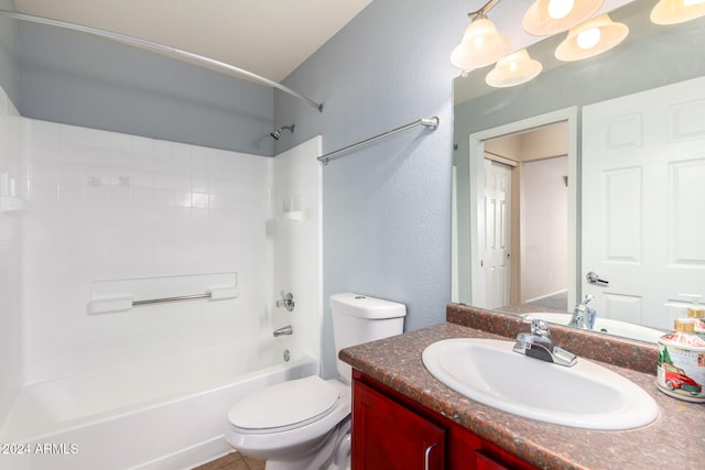 full bathroom featuring vanity, toilet, and shower / bathing tub combination