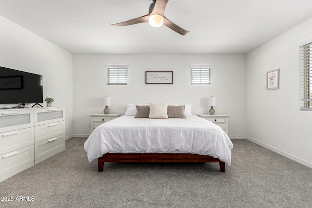 10956 E Thunderbolt Ave, Mesa, AZ 85212 - bedroom with multiple windows, light carpet, and a ceiling fan