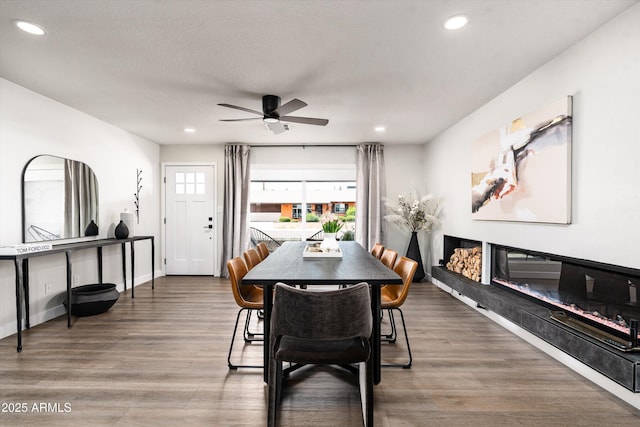 8341 E Hubbell St, Scottsdale, AZ 85257 - dining area featuring a ceiling fan, recessed lighting, wood finished floors, and baseboards