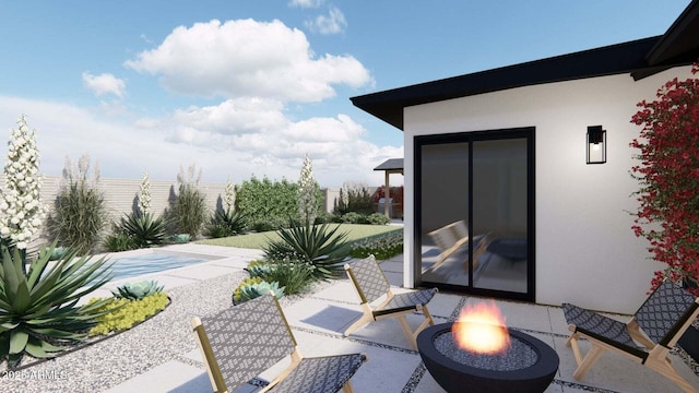 8341 E Hubbell St, Scottsdale, AZ 85257 - view of patio / terrace featuring an outdoor fire pit
