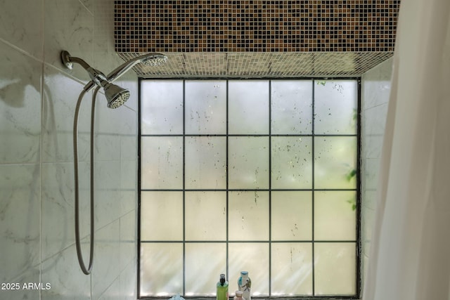 interior details with tiled shower