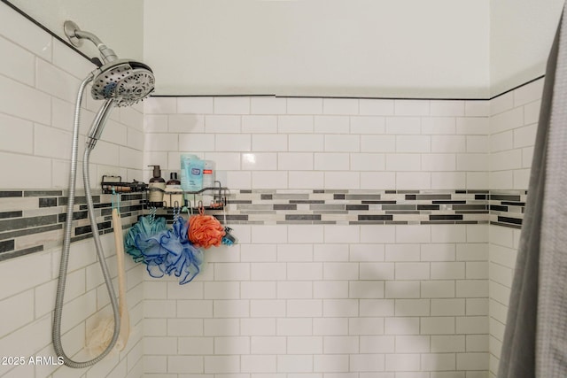 room details with a tile shower