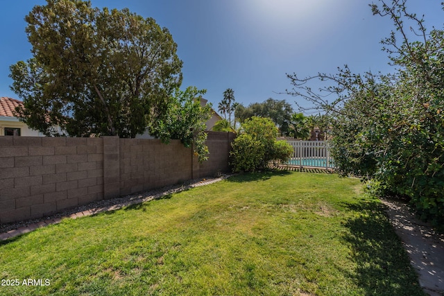 view of yard featuring a fenced backyard