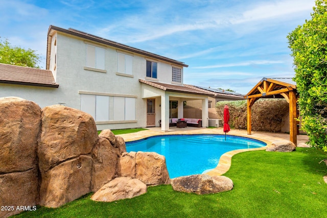 18171 W Marshall Ln, Surprise, AZ 85388 - pool with a yard, a gazebo, outdoor lounge area, and a patio area
