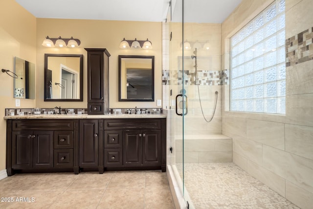 18171 W Marshall Ln, Surprise, AZ 85388 - bathroom featuring a sink, a shower stall, and a wealth of natural light
