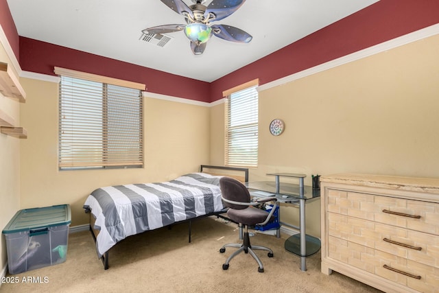 18171 W Marshall Ln, Surprise, AZ 85388 - carpeted bedroom featuring visible vents, baseboards, and ceiling fan