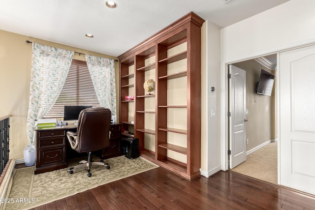 18171 W Marshall Ln, Surprise, AZ 85388 - office with baseboards, recessed lighting, and hardwood / wood-style floors