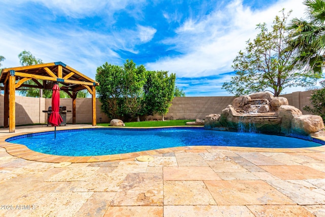 18171 W Marshall Ln, Surprise, AZ 85388 - view of swimming pool with a gazebo, a fenced in pool, and a fenced backyard