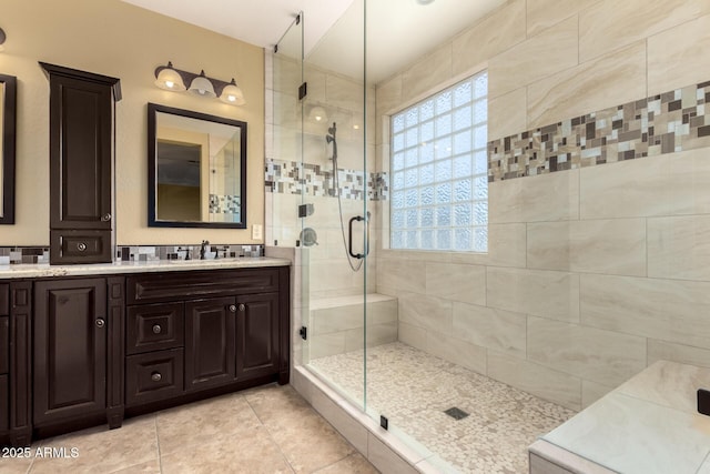 18171 W Marshall Ln, Surprise, AZ 85388 - full bathroom featuring vanity, tile patterned flooring, and a stall shower