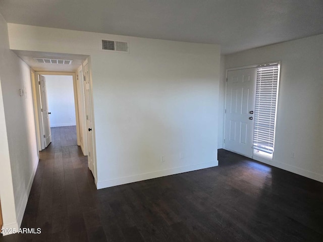 empty room with dark wood-type flooring