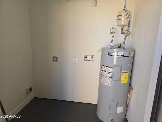 utility room with electric water heater