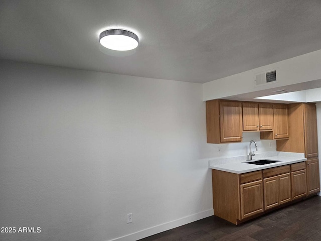 kitchen with sink and dark wood-type flooring