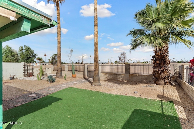 view of yard featuring a fenced backyard