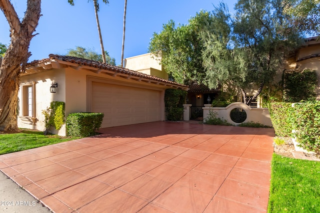 exterior space featuring a garage