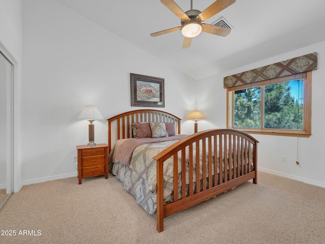 525 E Turkey Trl, Munds Park, AZ 86017 - carpeted bedroom with lofted ceiling and a ceiling fan