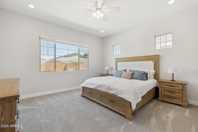 20606 E Avenida Del Valle Ct, Queen Creek, AZ 85142 - carpeted bedroom featuring recessed lighting, baseboards, and a ceiling fan