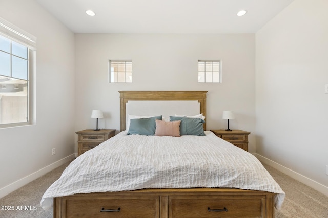 20606 E Avenida Del Valle Ct, Queen Creek, AZ 85142 - bedroom featuring recessed lighting, baseboards, and light colored carpet