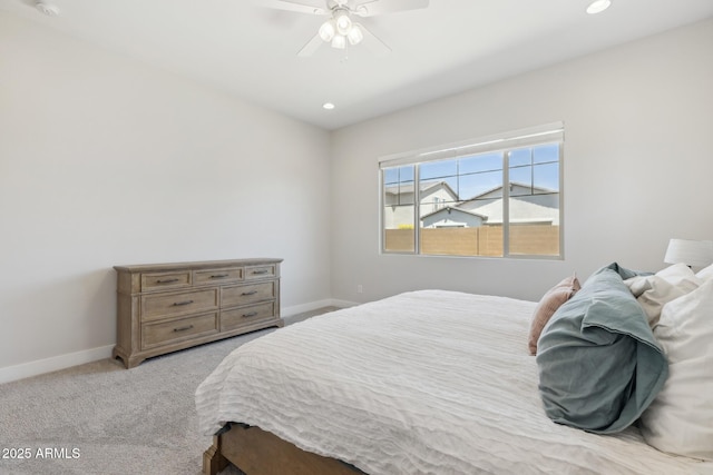 20606 E Avenida Del Valle Ct, Queen Creek, AZ 85142 - bedroom featuring baseboards, ceiling fan, carpet, and recessed lighting