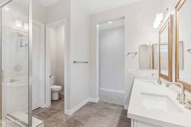 20606 E Avenida Del Valle Ct, Queen Creek, AZ 85142 - bathroom with a sink, a shower stall, and toilet