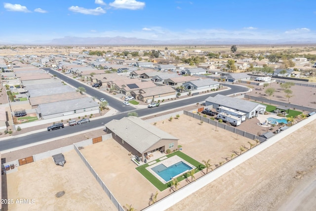 aerial view with a residential view and a mountain view