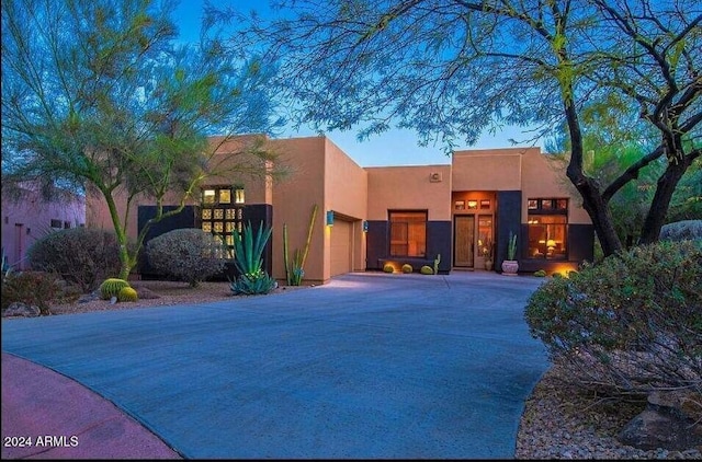 exterior space with a garage