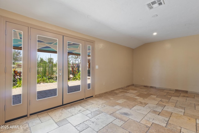848 S Revolta Cir, Mesa, AZ 85208 - entryway with french doors, stone tile flooring, recessed lighting, and baseboards