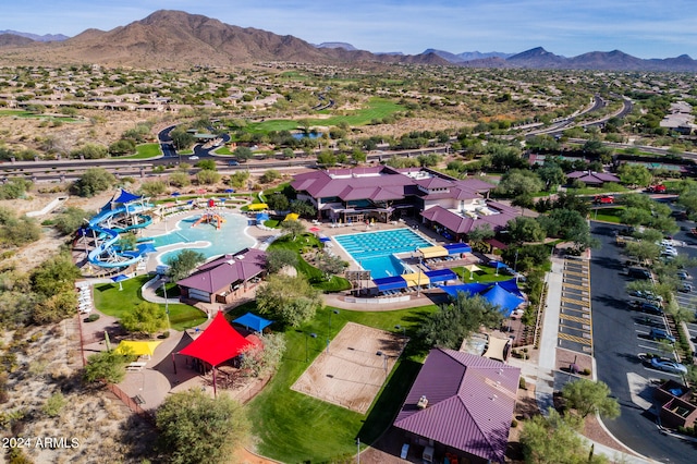 aerial view featuring a mountain view