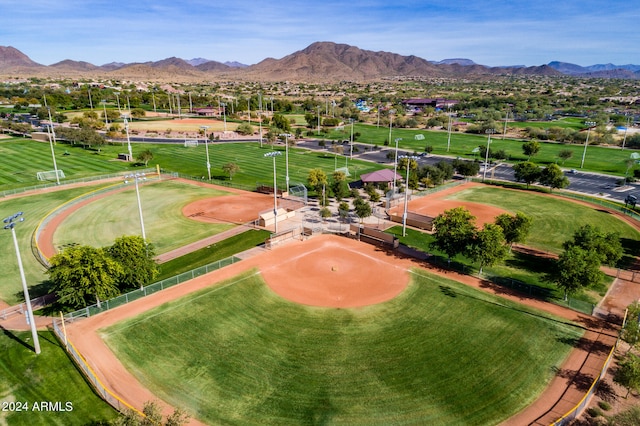 bird's eye view with a mountain view