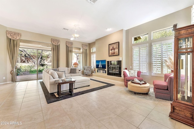 view of tiled living room