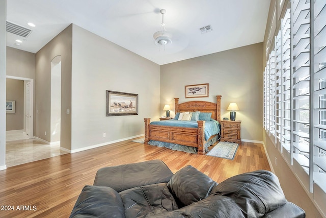 bedroom featuring light hardwood / wood-style floors